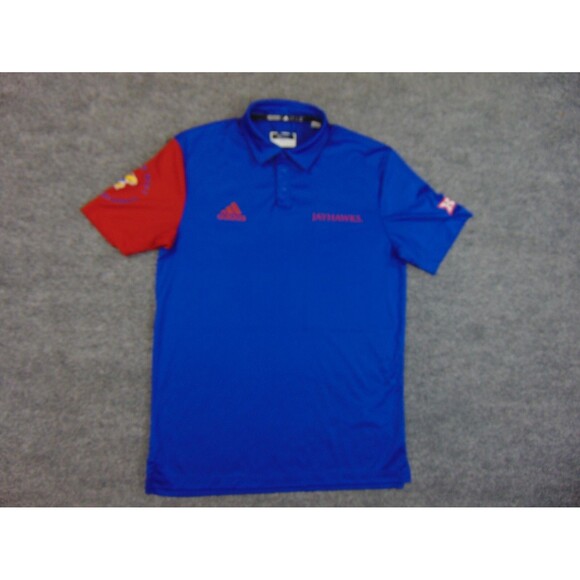 Kansas‎ Jayhawks Shirt Mens Small Blue Red Adidas Polo - Picture 6 of 9